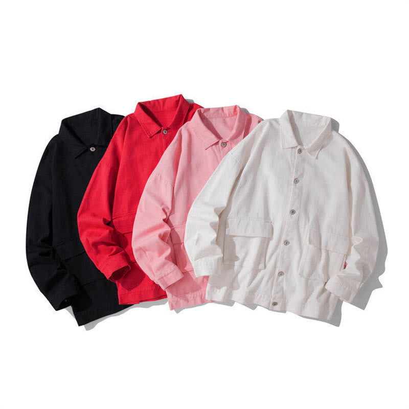 Buddha Stones Langarm-Knopf-Stehkragen-Design Herren-Baumwolljacke mit Taschen - image 12