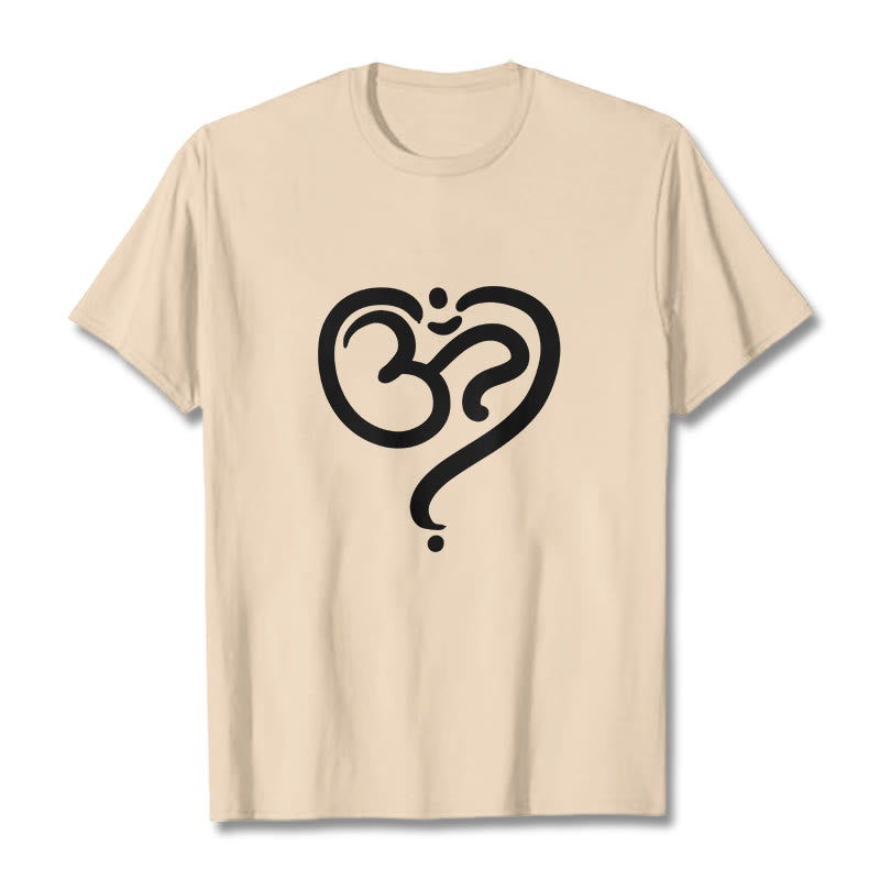 Buddha Stones Liebe Herz OM Symbol Design T T-shirt - Bisque - 2XL - image 12