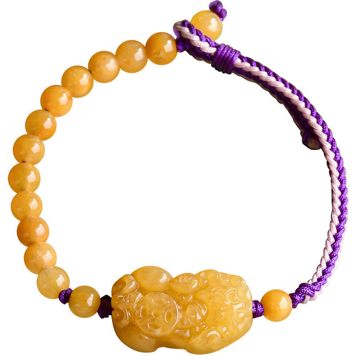 Buddha Stones, goldene Seiden-Jade-Perlen, PiXiu-Reichtumsarmband - image 11