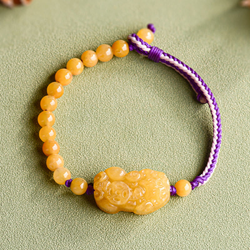 Buddha Stones, goldene Seiden-Jade-Perlen, PiXiu-Reichtumsarmband - image 2