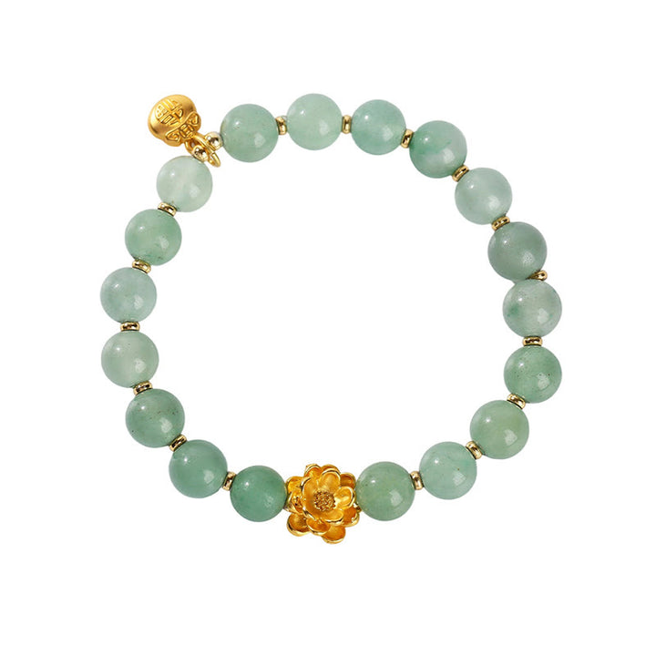 Buddha Stones Natürliche Jade Grüner Aventurin Kürbis Fu Charakter Glück Armband - image 14
