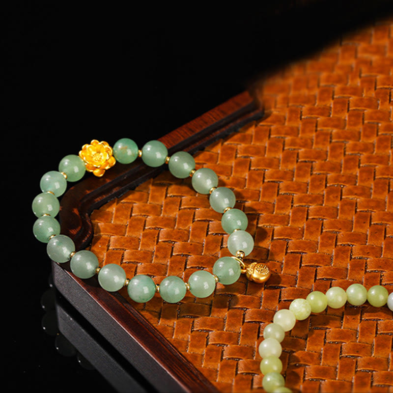 Buddha Stones Natürliche Jade Grüner Aventurin Kürbis Fu Charakter Glück Armband - image 17