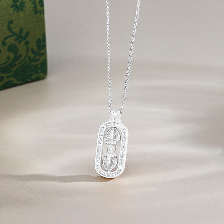 Buddha Stones 925 Sterling Silber Mini PiXiu Dorje Vajra Reichtum Halskette Anhänger - Silber - Vajra - image 12