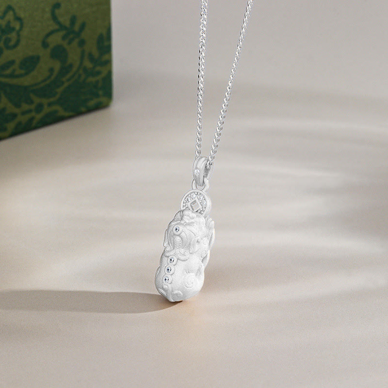 Buddha Stones 925 Sterling Silber Mini PiXiu Dorje Vajra Reichtum Halskette Anhänger - Silber - Pixiu - image 12
