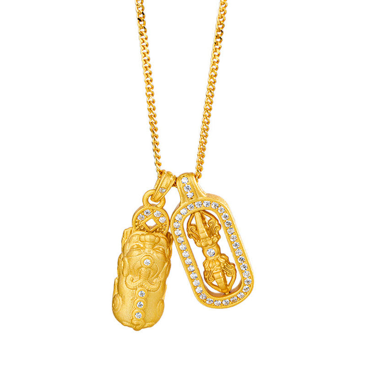 Buddha Stones 925 Sterling Silber Mini PiXiu Dorje Vajra Reichtum Halskette Anhänger - image 4