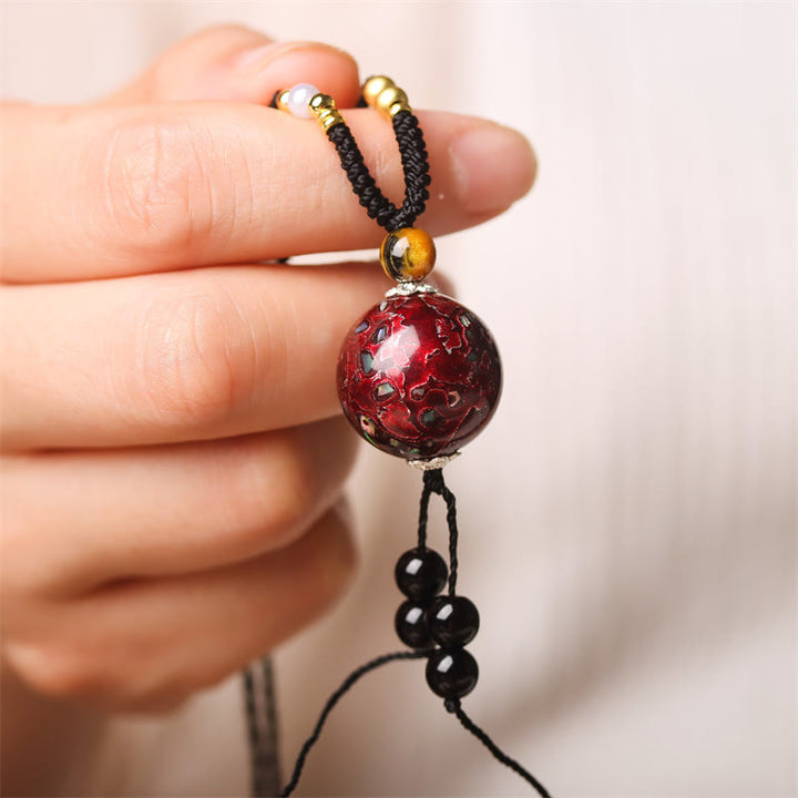 Buddha Stones Ebenholz Holz Venus Aurora Perle Lack Handwerk Frieden Halskette Anhänger - Roter Anhänger (zufälliges Rot) - image 1