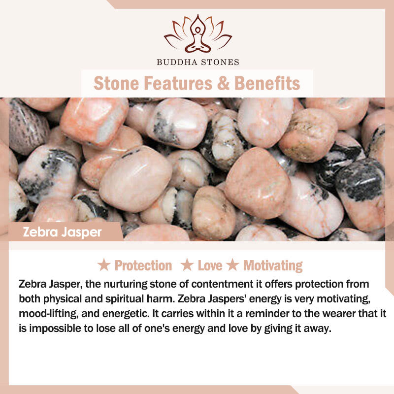 Buddha Stones Schildkröten-Design Zebra-Jaspis-Schutzarmband - image 9
