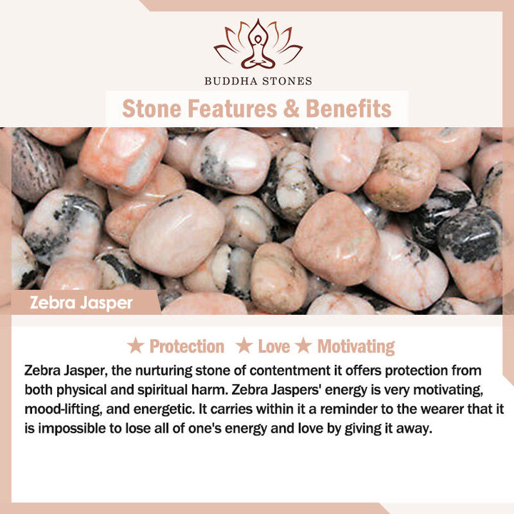 Buddha Stones Schildkröten-Design Zebra-Jaspis-Schutzarmband - image 9