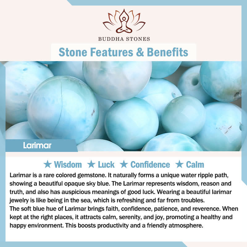 Buddha Stones Naturkatze Larimar Weisheitsperlen Armband - image 9