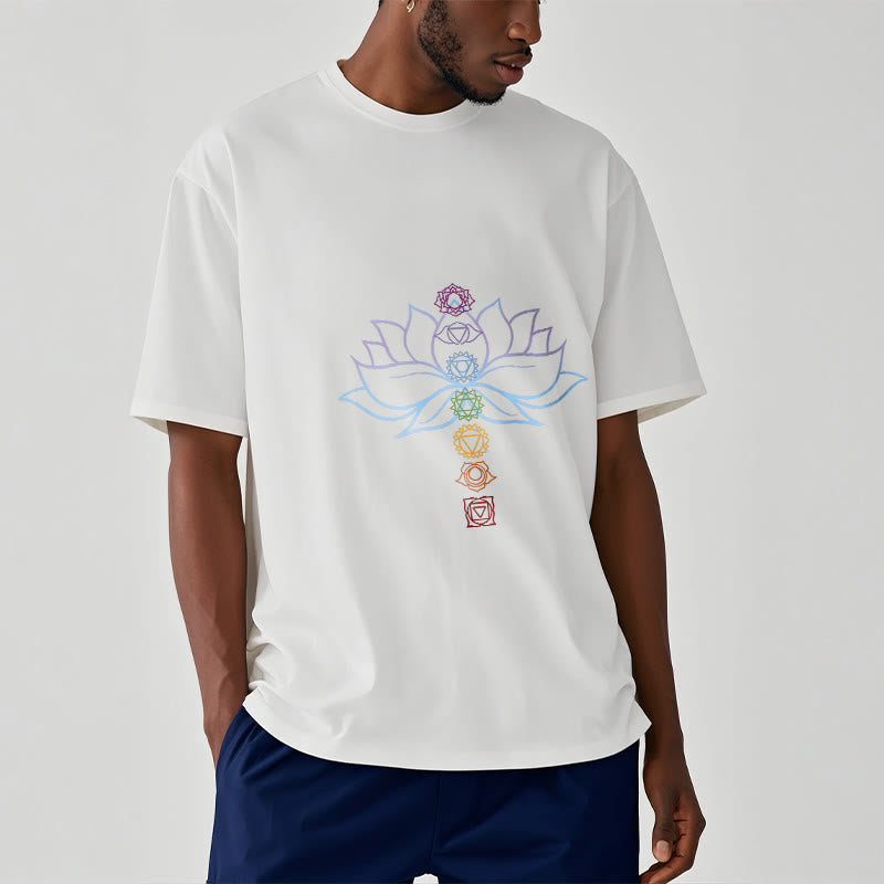 Buddha Stones Pastellfarben Lotus Blume Chakra Symbole Meditation Baumwolle T-Shirt - image 1