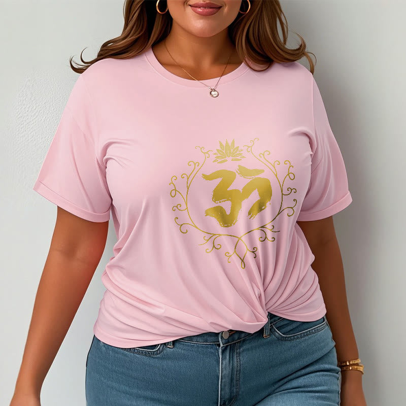 Buddha Stones Om Lotus Flower Vine Pattern Meditation Baumwoll-T-Shirt - image 14