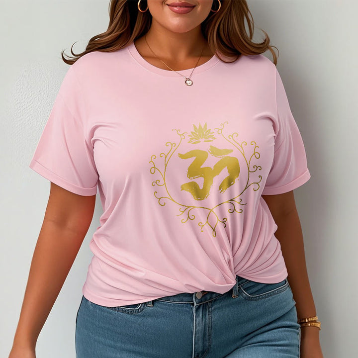 Buddha Stones Om Lotus Flower Vine Pattern Meditation Baumwoll-T-Shirt - image 14