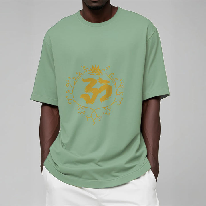 Buddha Stones Om Lotus Flower Vine Pattern Meditation Baumwoll-T-Shirt - image 16