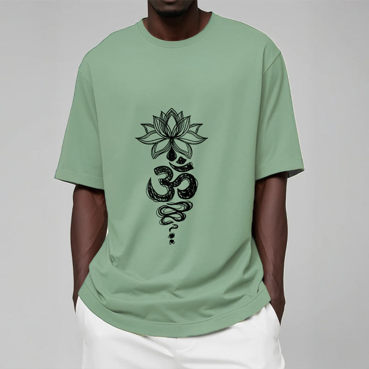 Buddha Stones Om Sanskrit Lotusblumenmuster Meditation Baumwoll-T-Shirt - image 16