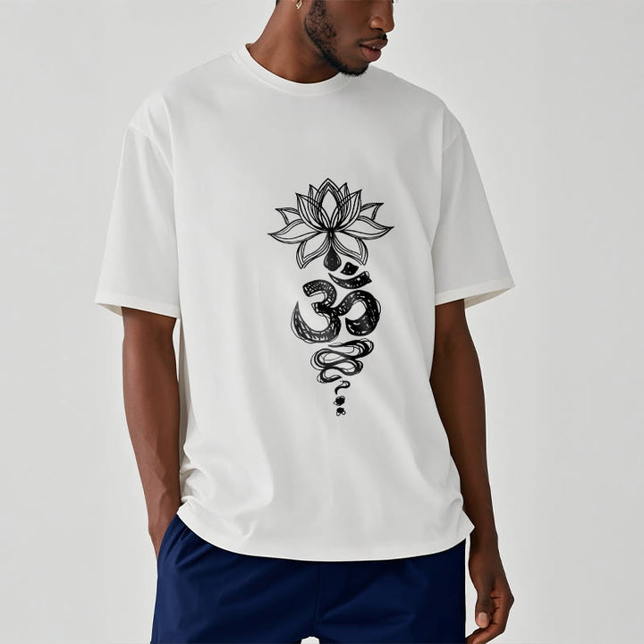 Buddha Stones Om Sanskrit Lotusblumenmuster Meditation Baumwoll-T-Shirt - image 10