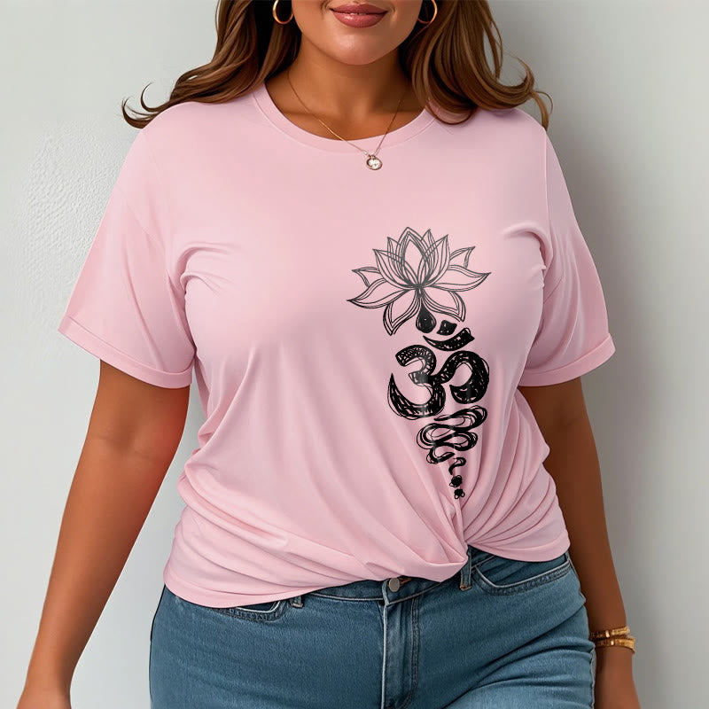 Buddha Stones Om Sanskrit Lotusblumenmuster Meditation Baumwoll-T-Shirt - image 14