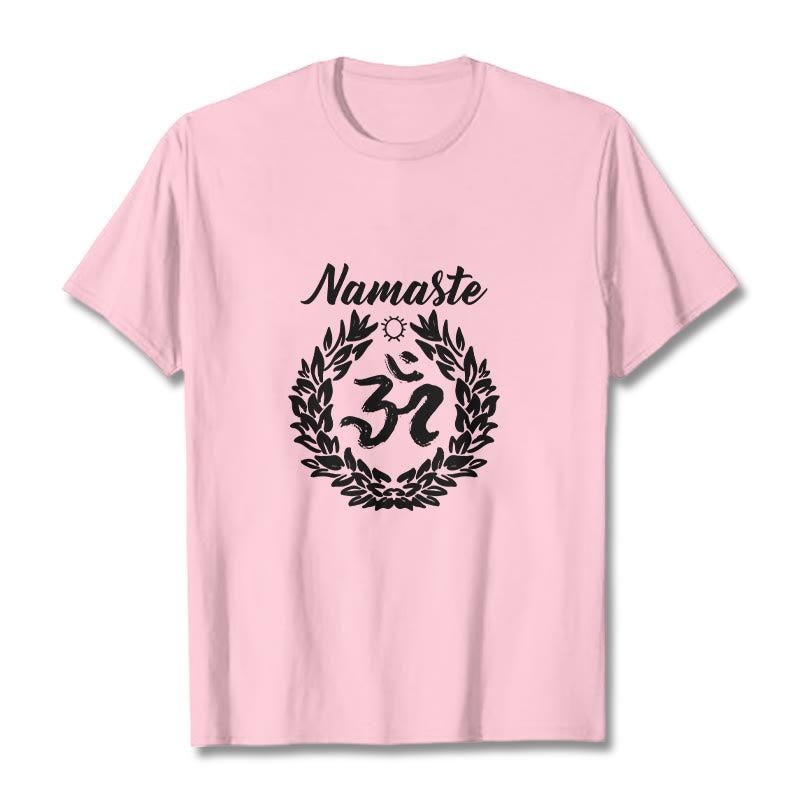 Buddha Stones Om Sanskrit Namaste Blätter Muster Meditation Baumwolle T-Shirt - Hellrosa - 2XL - image 13