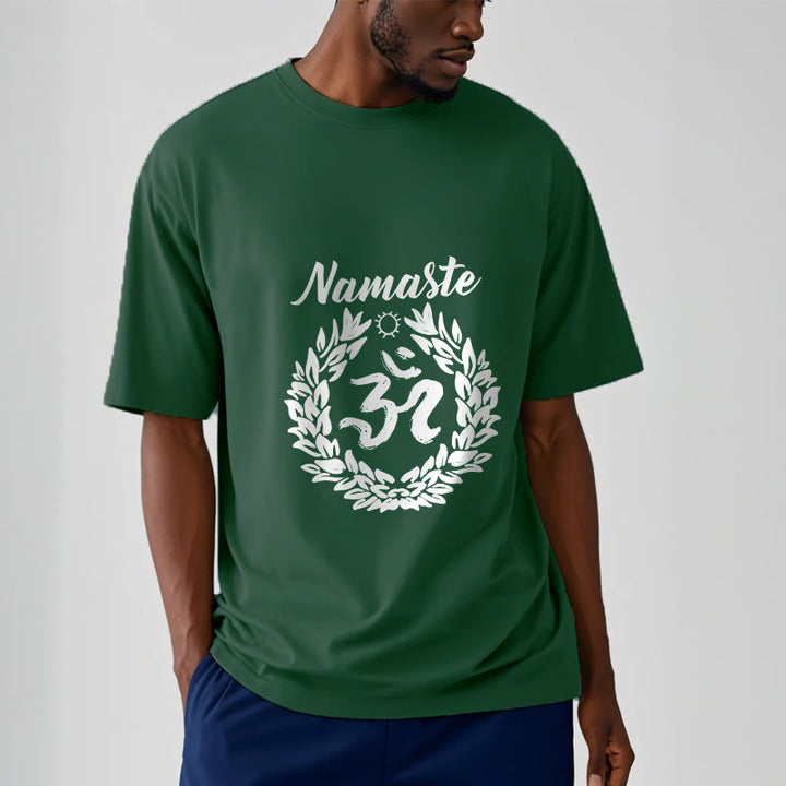 Buddha Stones Om Sanskrit Namaste Blätter Muster Meditation Baumwolle T-Shirt - image 12