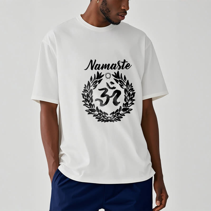 Buddha Stones Om Sanskrit Namaste Blätter Muster Meditation Baumwolle T-Shirt - image 10