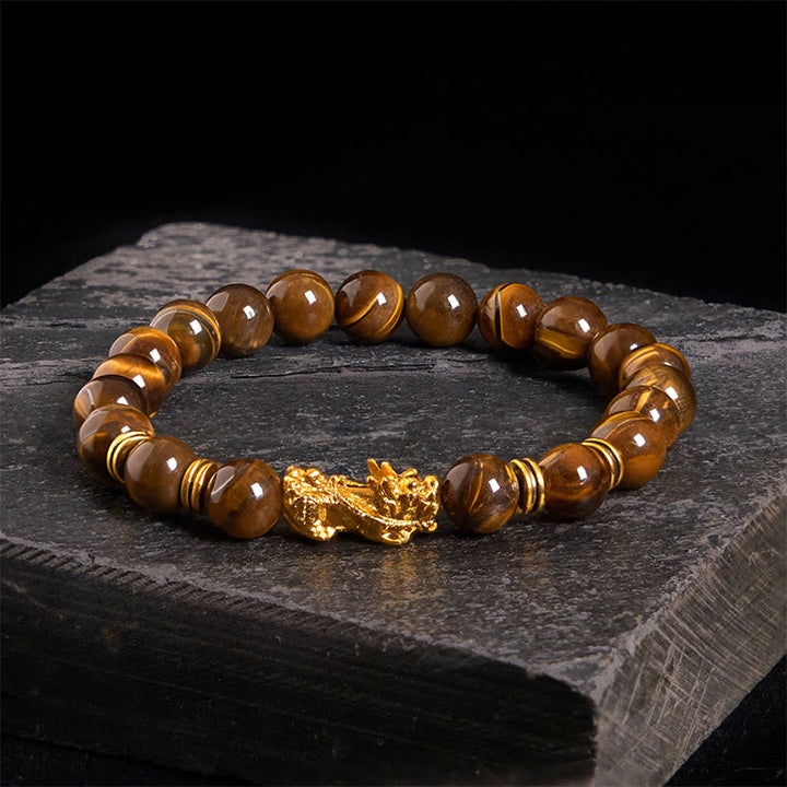 Buddha Stones, verschiedene Farben, Tigerauge-Perlen, Abstandsperlen, Pixiu-Armband für Reichtum und Mut - Gelbes Tigerauge (Handgelenkumfang: 17–19 cm) - image 16