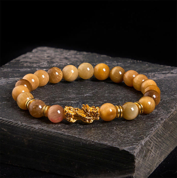 Buddha Stones, verschiedene Farben, Tigerauge-Perlen, Abstandsperlen, Pixiu-Armband für Reichtum und Mut - Goldenes Tigerauge (Handgelenkumfang: 17–19 cm) - image 7