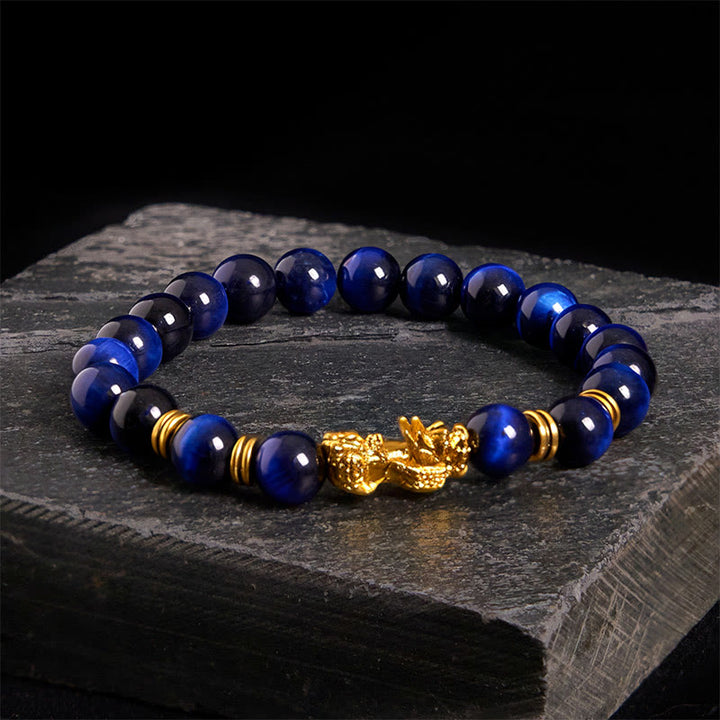 Buddha Stones, verschiedene Farben, Tigerauge-Perlen, Abstandsperlen, Pixiu-Armband für Reichtum und Mut - Blaues Tigerauge (Handgelenkumfang: 17–19 cm) - image 11