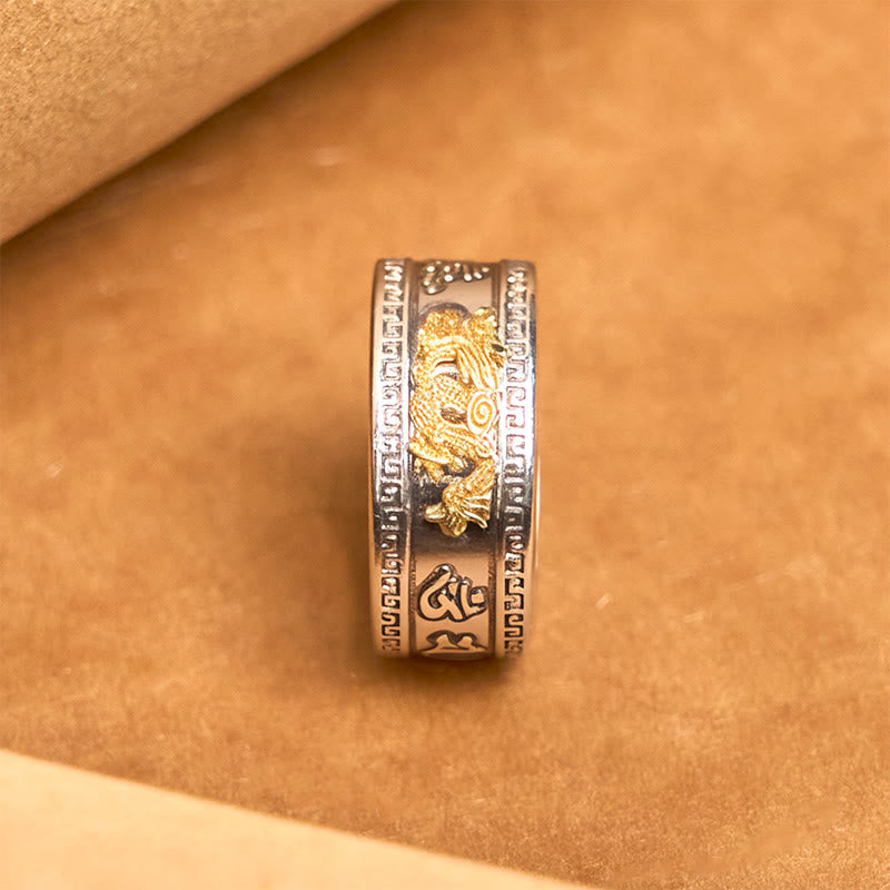 Buddha Stones Drachenmuster Herz Sutra Kupfer Stärke Ring - image 2