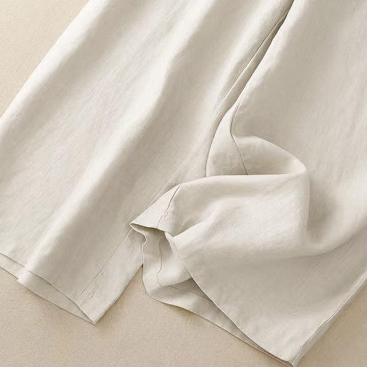 Buddha Stones Freizeithose, einfarbig, mit einem Knopf, weitem Bein und Taschen - image 19