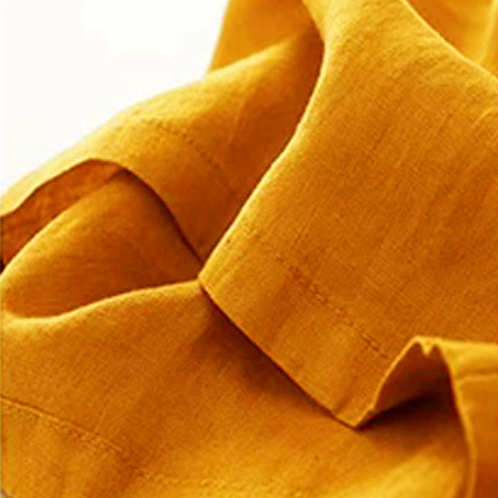 Buddha Stones Freizeithose, einfarbig, mit einem Knopf, weitem Bein und Taschen - image 4