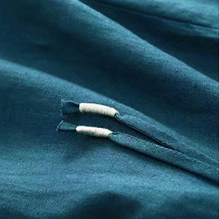 Buddha Stones Freizeithose, einfarbig, mit einem Knopf, weitem Bein und Taschen - image 24