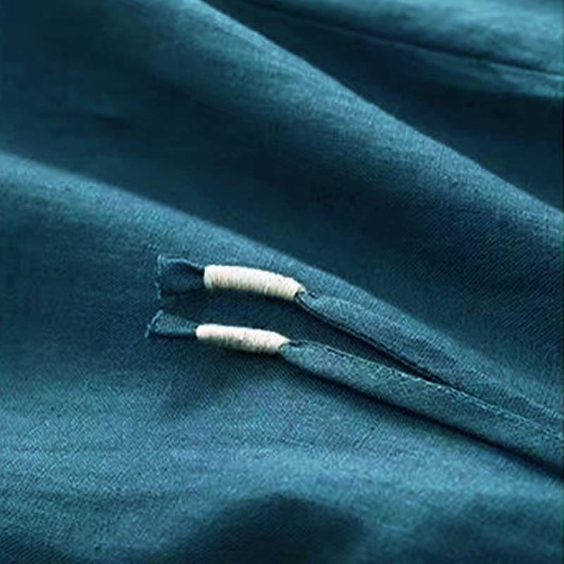 Buddha Stones Freizeithose, einfarbig, mit einem Knopf, weitem Bein und Taschen - image 24