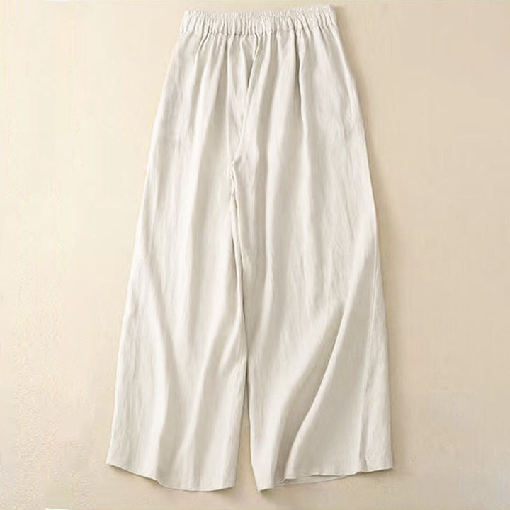 Buddha Stones Freizeithose, einfarbig, mit einem Knopf, weitem Bein und Taschen - image 14