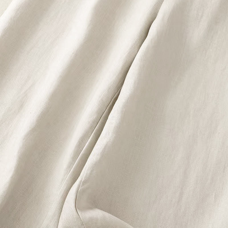 Buddha Stones Freizeithose, einfarbig, mit einem Knopf, weitem Bein und Taschen - image 17