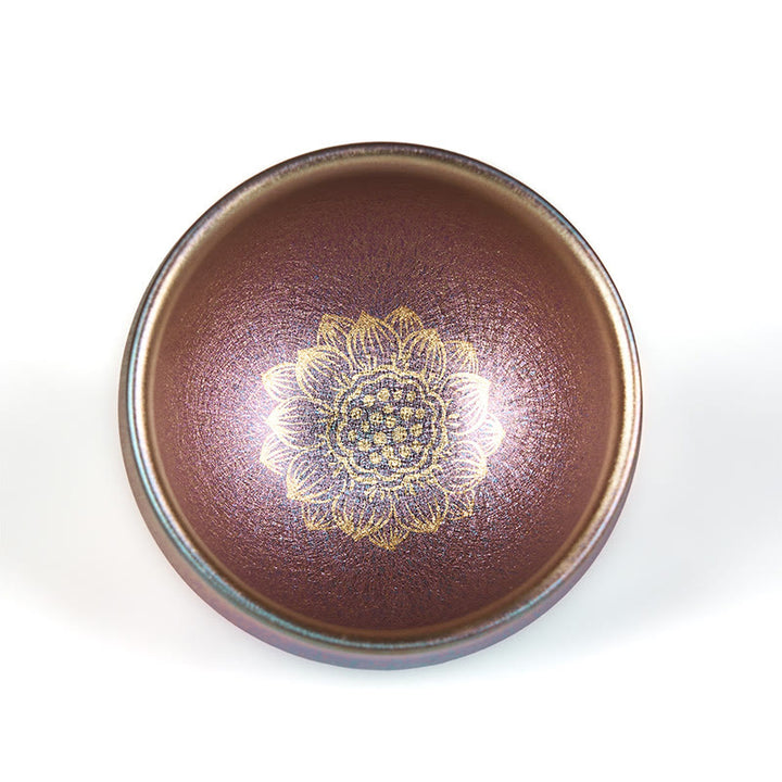 Buddha Stones Handgemachte chinesische Jianzhan Goldene Lotusblume Keramik-Teetasse Kung Fu Teetasse 150ml - image 7