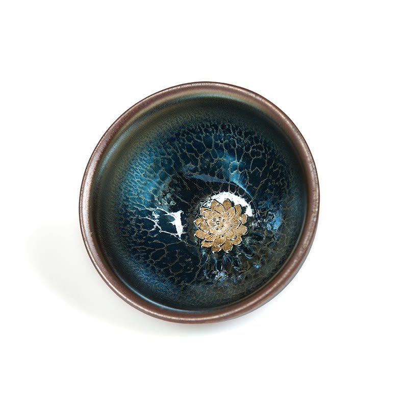 Buddha Stones Handgemachte chinesische Jianzhan Lotus Blaue Keramik-Teetasse Kung Fu Teetasse 150ml - image 8