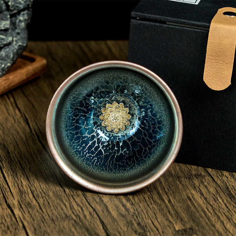 Buddha Stones Handgemachte chinesische Jianzhan Lotus Blaue Keramik-Teetasse Kung Fu Teetasse 150ml - image 2