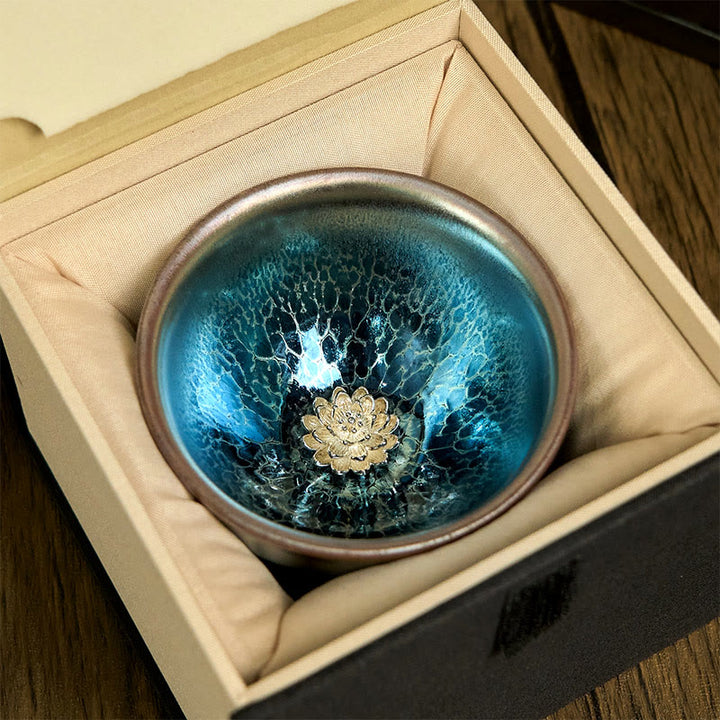 Buddha Stones Handgemachte chinesische Jianzhan Lotus Blaue Keramik-Teetasse Kung Fu Teetasse 150ml - image 3