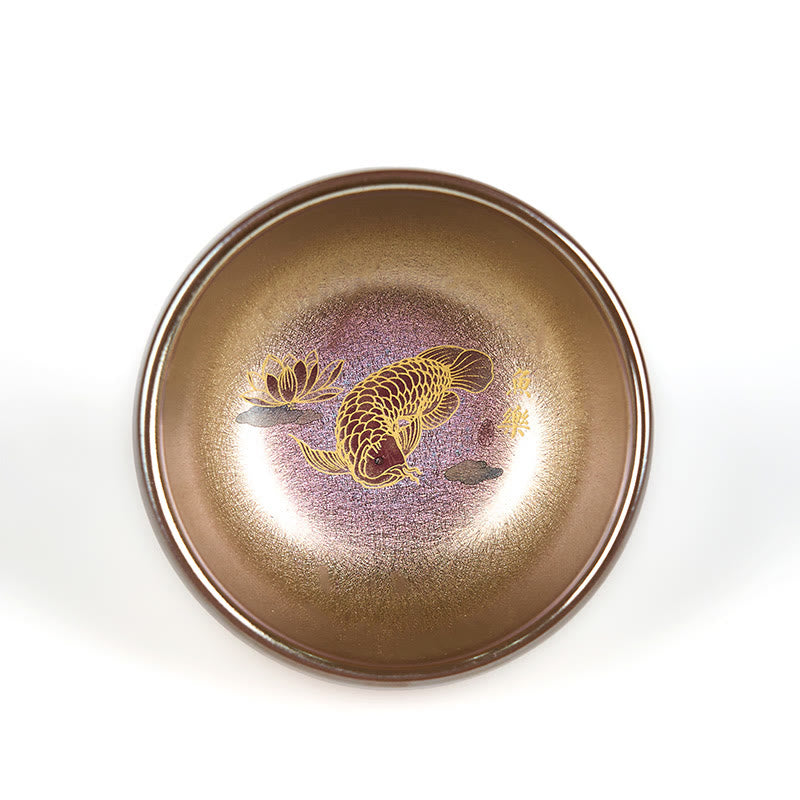 Buddha Stones, handgefertigt, chinesische Jianzhan-Teetasse mit Koi-Fisch und Lotusblatt, Keramik, Kung-Fu-Teetasse, 150 ml - image 6