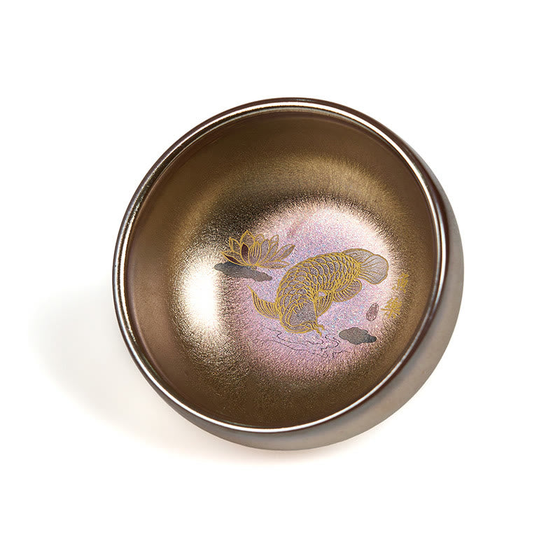 Buddha Stones, handgefertigt, chinesische Jianzhan-Teetasse mit Koi-Fisch und Lotusblatt, Keramik, Kung-Fu-Teetasse, 150 ml - image 7