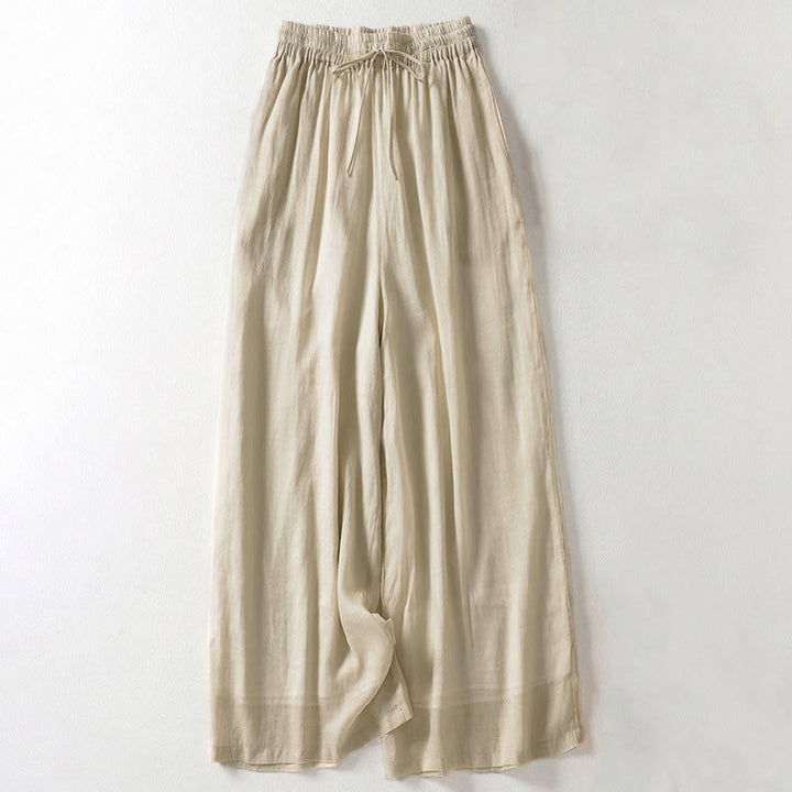 Buddha Stones – Einfarbige, weit geschnittene Damenhose mit Schnürung - Khaki - US8-10， UK/AU12-14，EU40-42 (2XL) - image 1