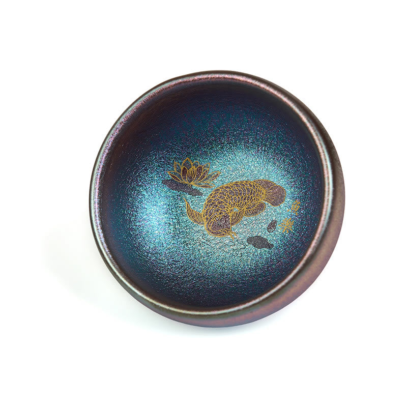 Buddha Stones, handgefertigt, chinesische Jianzhan-Teetasse mit Koi-Fisch und Lotusblatt, Keramik, Kung-Fu-Teetasse, 150 ml - image 17