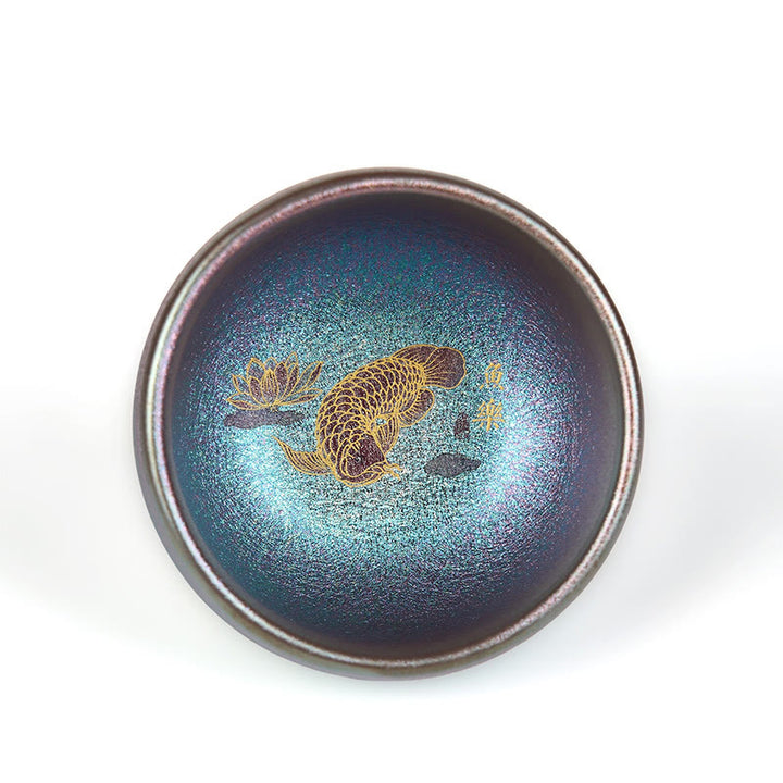 Buddha Stones, handgefertigt, chinesische Jianzhan-Teetasse mit Koi-Fisch und Lotusblatt, Keramik, Kung-Fu-Teetasse, 150 ml - image 16