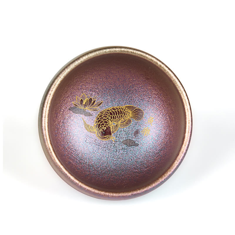 Buddha Stones, handgefertigt, chinesische Jianzhan-Teetasse mit Koi-Fisch und Lotusblatt, Keramik, Kung-Fu-Teetasse, 150 ml - image 25