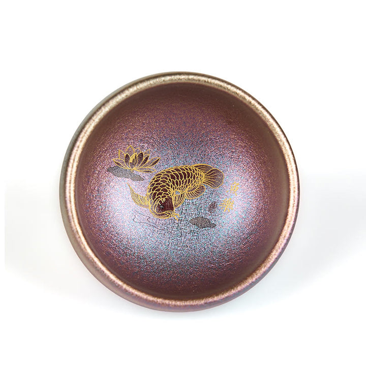 Buddha Stones, handgefertigt, chinesische Jianzhan-Teetasse mit Koi-Fisch und Lotusblatt, Keramik, Kung-Fu-Teetasse, 150 ml - image 25