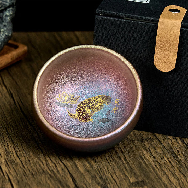 Buddha Stones, handgefertigt, chinesische Jianzhan-Teetasse mit Koi-Fisch und Lotusblatt, Keramik, Kung-Fu-Teetasse, 150 ml - image 21