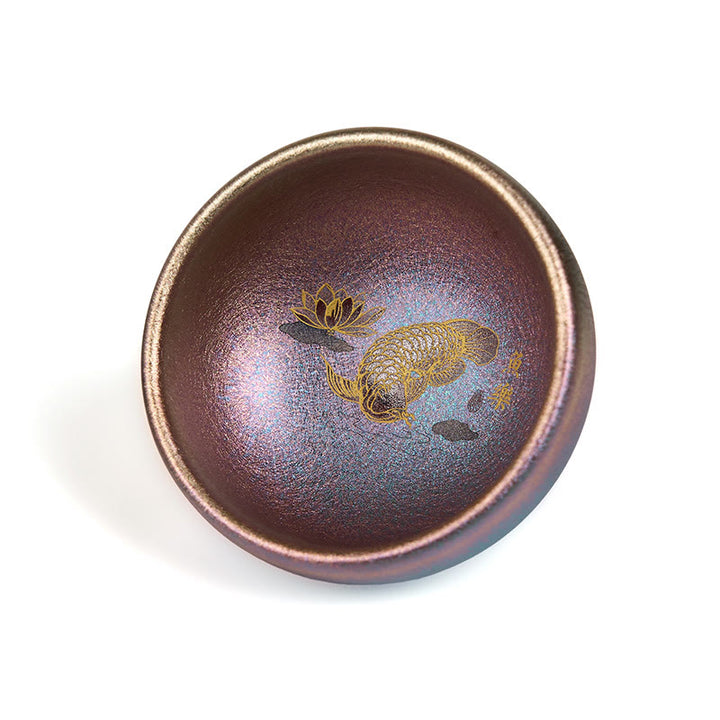 Buddha Stones, handgefertigt, chinesische Jianzhan-Teetasse mit Koi-Fisch und Lotusblatt, Keramik, Kung-Fu-Teetasse, 150 ml - image 26