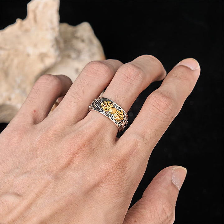 Buddha Stones Vintage Om Mani Padme Hum Vajra Kupfer vergoldet Silber Balance Ring - image 11