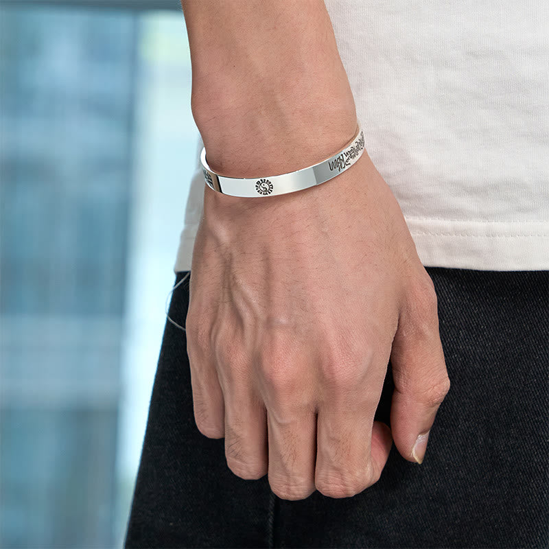 Buddha Stones Bagua Mantra Symbol Kupfer Überzogene Silber Reichtum Armband Armreif - image 9