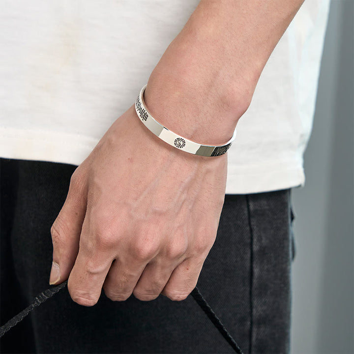 Buddha Stones Bagua Mantra Symbol Kupfer Überzogene Silber Reichtum Armband Armreif - image 10