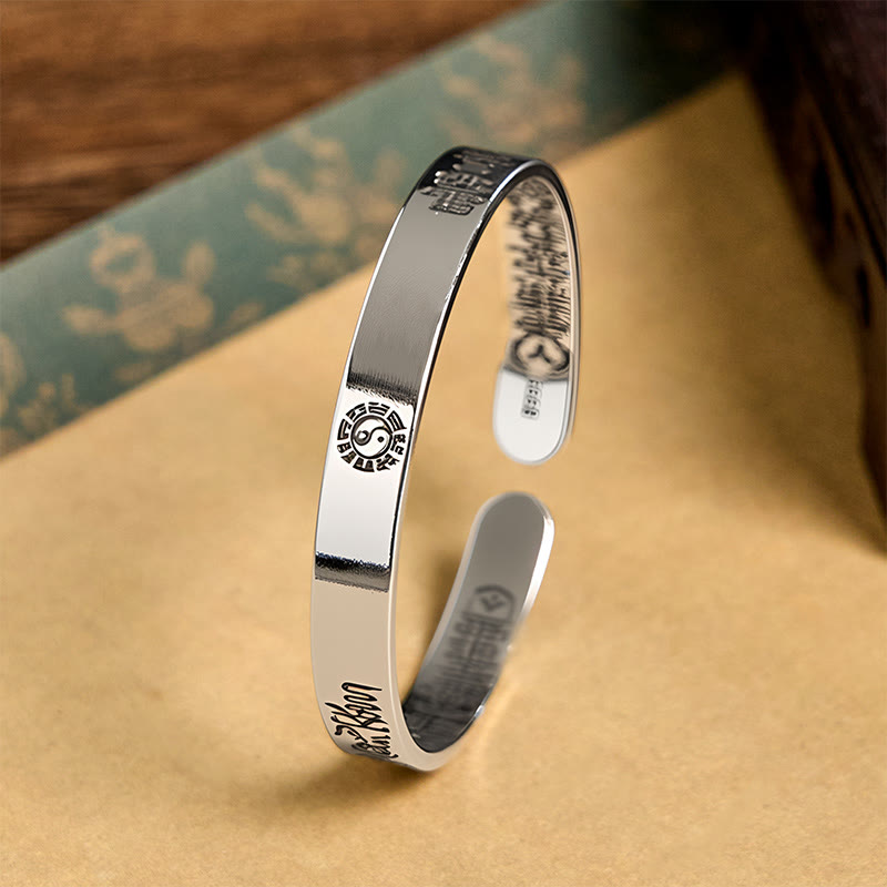 Buddha Stones Bagua Mantra Symbol Kupfer Überzogene Silber Reichtum Armband Armreif - image 3